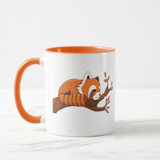 Relaxing Orange and White Red Panda Mug (Left)