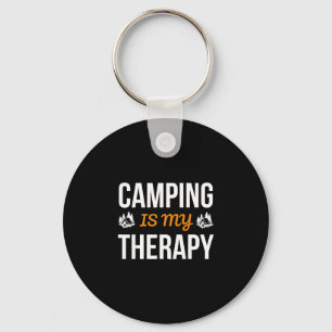 Relaxing outdoor quote camping is therapy nature keychain