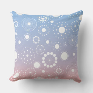 Relaxing Pink And Blue With White Circles & Stars Throw Pillow
