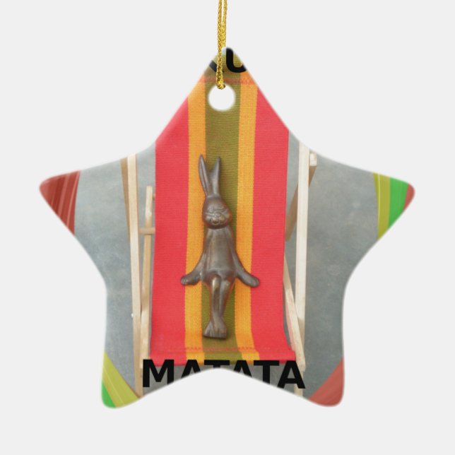 Relaxing Rabbit Vector Artwork Print Design Ceramic Ornament (Front)