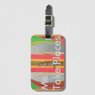 Relaxing Rabbit Vector Artwork Print Design Luggage Tag