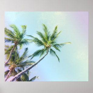 Relaxing Rainbow Colour Palm Trees Poster