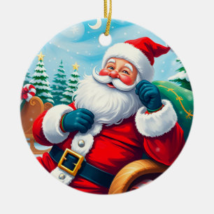 🎄 Relaxing Santa Sleigh Glow ❄️ Festive Holiday Ceramic Ornament