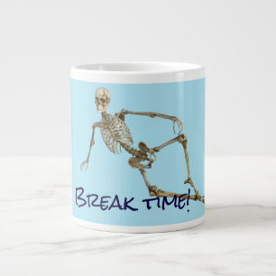 Relaxing skeleton says "Break time" Large Coffee Mug