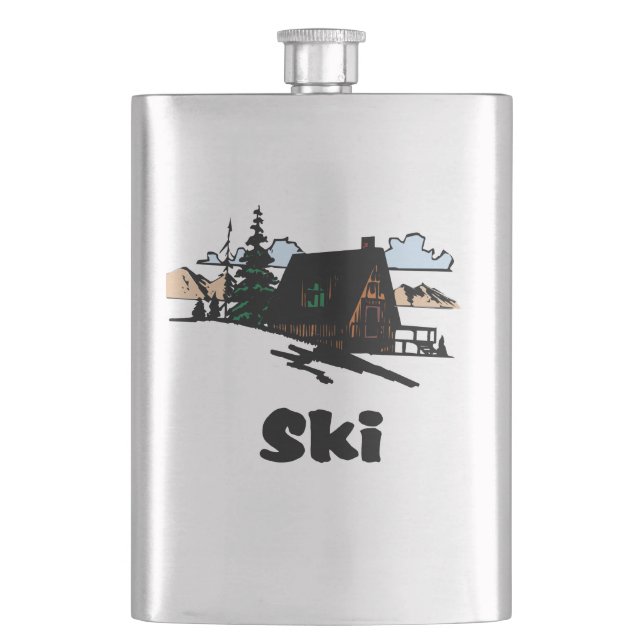 Relaxing Ski Lodge Hip Flask (Front)