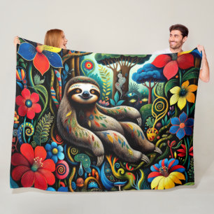Relaxing Sloth Funny Animal Fleece Blanket