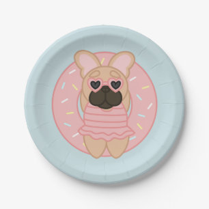 Relaxing Summer Fawn Coat French Bulldog in Lilo Paper Plate