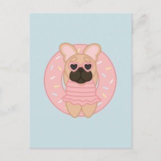 Relaxing Summer Fawn Coat French Bulldog in Lilo Postcard