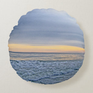 Relaxing Sunset by the Sea Round Pillow