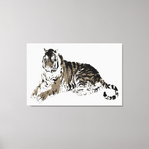 Relaxing Tiger Wrapped Canvas