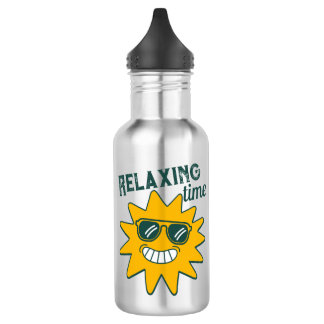 RELAXING time smiling sun with sunglasses 532 Ml Water Bottle