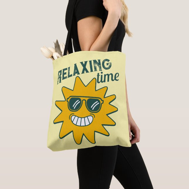 RELAXING time smiling sun with sunglasses Tote Bag (Close Up)