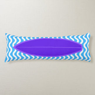 Relaxing Violet Blue Waves Surfing Body Pillow