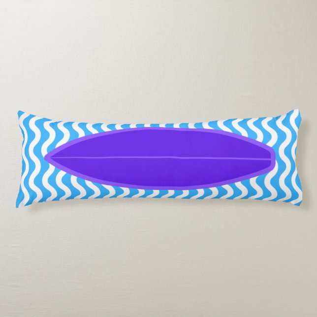 Relaxing Violet Blue Waves Surfing Body Pillow (Front)