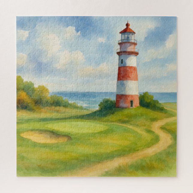 Relaxing Watercolor Lighthouse Golf Course  Jigsaw Puzzle (Vertical)