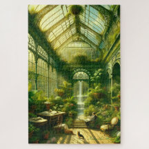 Relaxing Waterfall Greenhouse Vintage Nature Scene