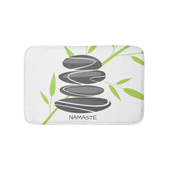 Relaxing zen pebble stone art bath mat design (Front)
