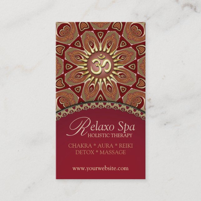 Relaxo Spa Yoga Om Cartes de visite du Nouvel Âge (Devant)