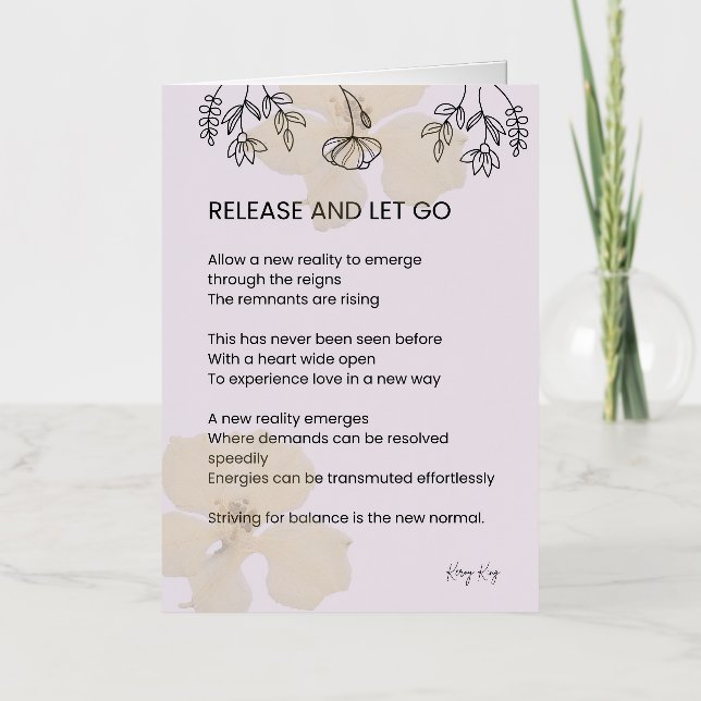 Release and let go - self love poem poetry  foil greeting card (Front)