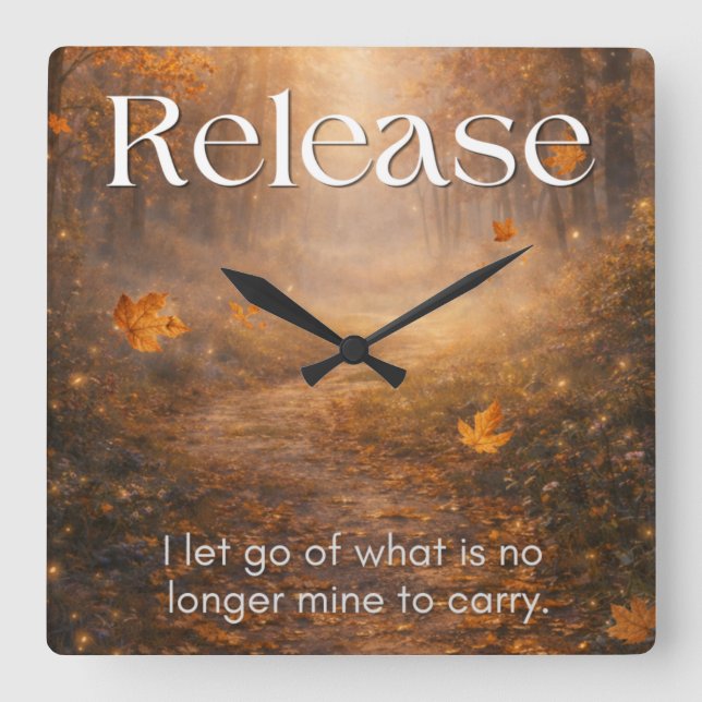 Release - Inspirational Home Decor Gift Square Wall Clock (Front)