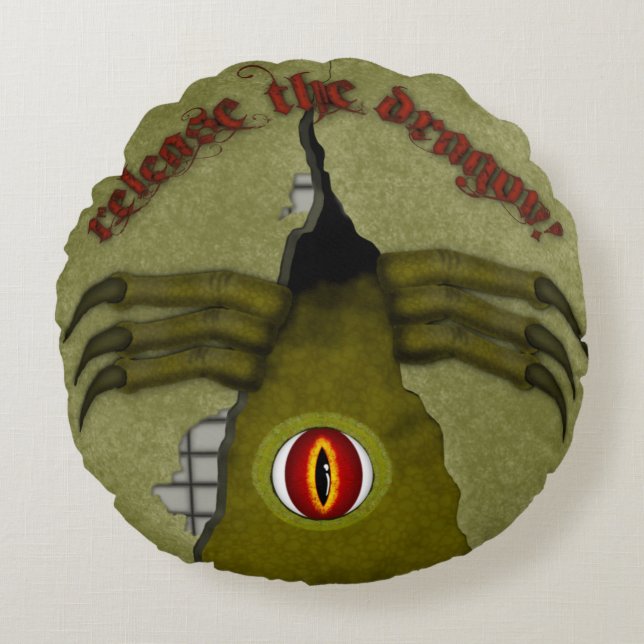 Release The Dragon! Digital Art Round Pillow (Front)
