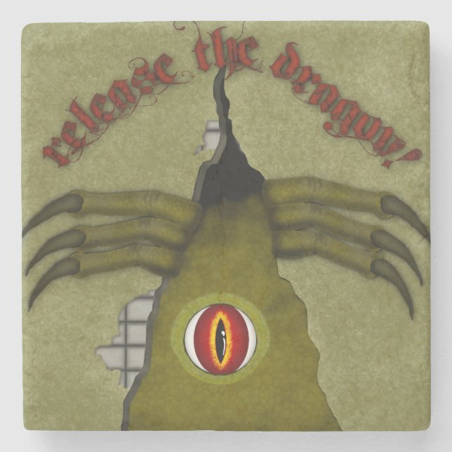 Release The Dragon! Digital Art Stone Coaster (Front)
