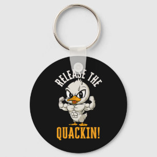 Release The Quackin Funny Duck Gym Weightlifting B Keychain
