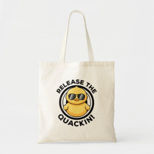 Release The Quackin I Love Duck Lovers Funny Yello Tote Bag