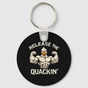 Release The Quackin' Muckle Duck Bodybuilder Joke  Keychain