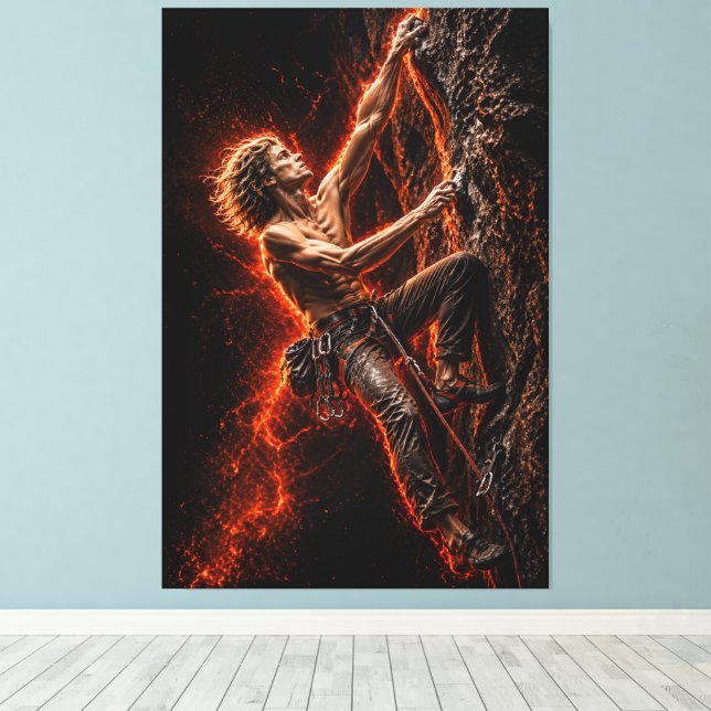 Relentless Ascent – Angelic Climber Power Canvas Print (Insitu(Wood Floor))