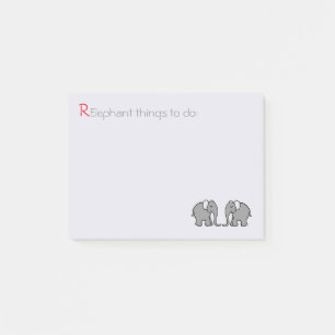 "RElephant to Do" Grey Cute Elephant Pair Post-it Notes