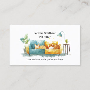 Reliable CAT Sitter Care Cute and Kawaii Business Card