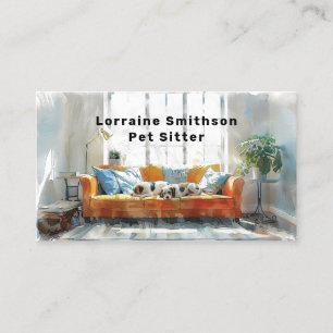 Reliable DOG Sitter Care Cute and Kawaii Business Card
