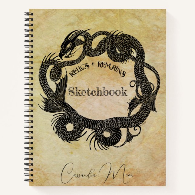 Relics & Remains Personalized Dragon Sketchbook Notebook (Front)