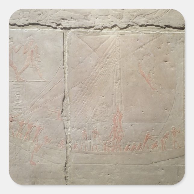 Relief depicting a boat journey square sticker (Front)
