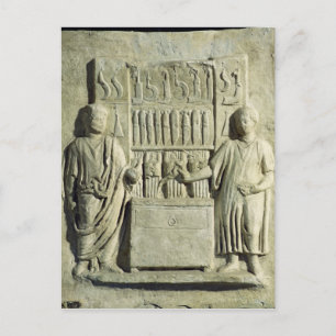 Relief depicting a cutlery shop postcard
