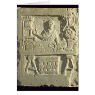 Relief depicting a flower and vegetable seller