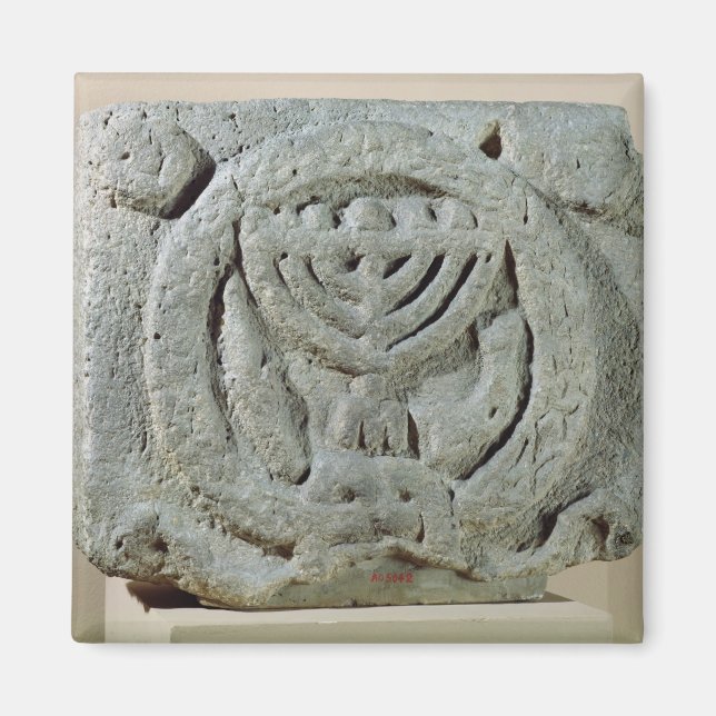 Relief depicting a menorah magnet (Front)