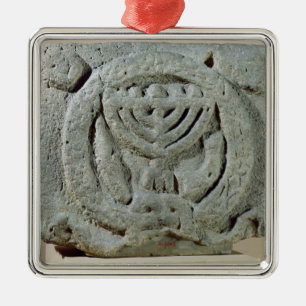 Relief depicting a menorah metal ornament