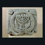 Relief depicting a menorah poster<br><div class="desc">Jewish School's Relief depicting a menorah, from Umm Qeis (Ancient Gadara) Jordan (basalt) located at the Louvre, Paris, France. The Relief depicting a menorah, from Umm Qeis (Ancient Gadara) Jordan was created around the 6th century.</div>