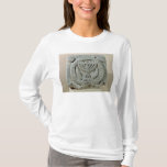 Relief depicting a menorah T-Shirt<br><div class="desc">Jewish School's Relief depicting a menorah, from Umm Qeis (Ancient Gadara) Jordan (basalt) located at the Louvre, Paris, France. The Relief depicting a menorah, from Umm Qeis (Ancient Gadara) Jordan was created around the 6th century.</div>