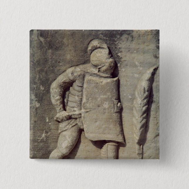 Relief depicting a Roman soldier 2 Inch Square Button (Front)