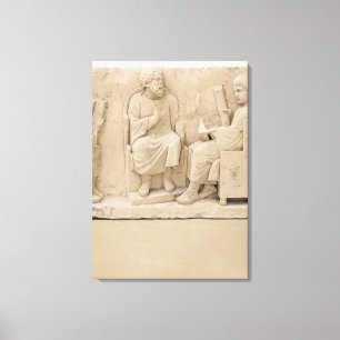 Relief depicting a school scene, from Neumagen Canvas Print