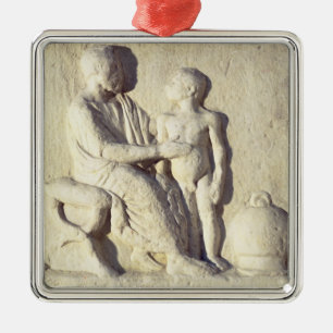 Relief depicting a visit to the doctor metal ornament