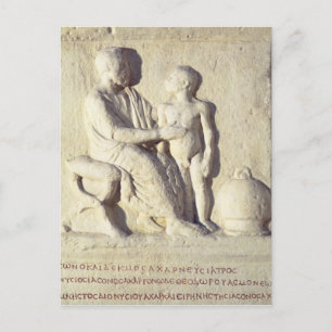Relief depicting a visit to the doctor postcard