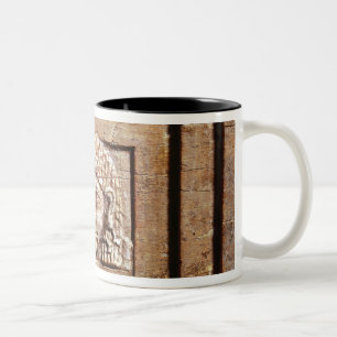 Relief depicting a woman at a window Two-Tone coffee mug