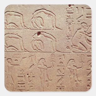 Relief depicting acrobats and a harpist square sticker
