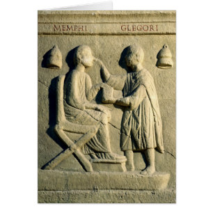 Relief depicting an oculist examining a patient
