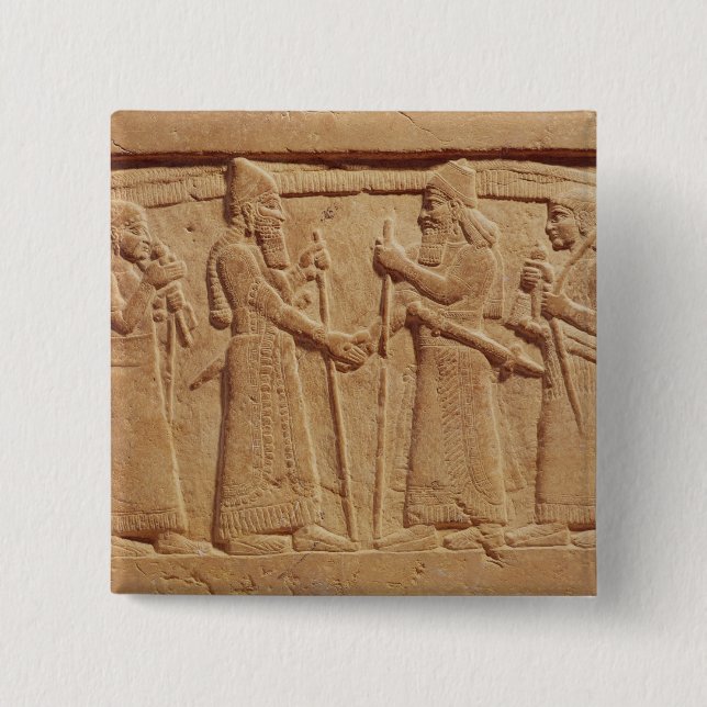 Relief depicting King Shalmaneser III 2 Inch Square Button (Front)