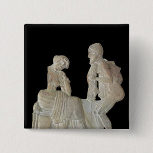 Relief depicting Odysseus and Penelope 2 Inch Square Button